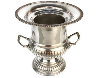 Silver Plated Champagne Cooler, Silver Ice Bowl, Vintage Silver Barware Decor, Bar Centerpiece, French Champagne Bucket, Silver On Copper