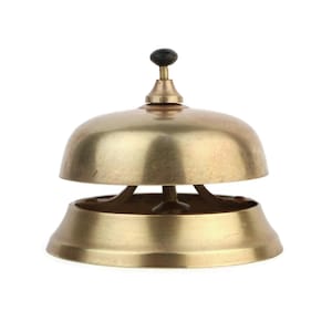 Vintage Brass Desk Bell, Hotel Reception Call Bell, Counter Service Bell, Clerk Ringer, Classic Solid Brass Bell, Counter Top Bell