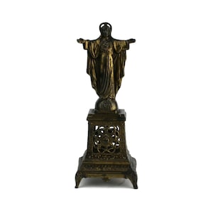 Christ The Redeemer Figurine, Vintage Religious Home Decor, Office Desk Decor, Jesus Christ Small Statue, Christian Gift, Altar Addition