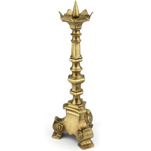 Antique Candle Holder, Brass Gothic Candlestick Holder, Vintage Candlestick With Shish, Small Standing Candle Holder, Single Candle Light
