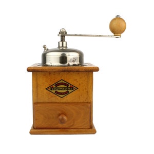 Vintage Coffee Grinder, Wooden Coffee Mill, Manual Coffee Grinder, Coffee Shop Decor, Moka Grinder, Garantiert Geschmiedetes Mahlwerk
