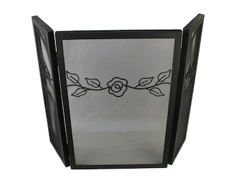 Vintage Iron Fireplace Screen, Fireplace Accessory, Fire Screen With Floral Ornate, Iron Fireplace Decor, Antique Interior Design Fire Guard