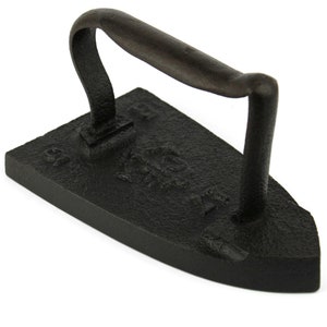 Antique French Clothes Iron, Cast Iron Sad Iron, Antique Flat Iron France, 20th Century Clothes Naval Ironing Tool, Marked 17 R 5