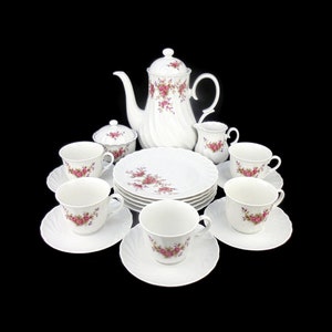 Ceramic Tea Set, Bavarian Coffee Set, German Ceramic Tea Coffee Set of 5, Ceramic Dessert Serving Set,  Floral Motif Ceramic Tea Set Germany