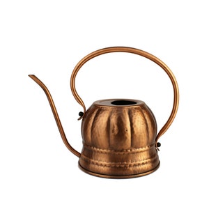 May include: A copper watering can with a hammered finish and a rounded body. The can has a long spout and a handle.