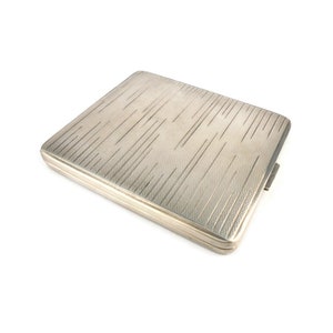 Portasigarette placcato argento, portasigarette LW con spazio per incisione monogramma, accessorio da fumo tascabile vintage, scatola per tabacco