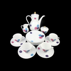 Ceramic Tea Set, Bavarian Coffee Set, German Ceramic Tea Coffee Set of 4, Ceramic Dessert Serving Set,  Floral Motif Ceramic Tea Set Germany