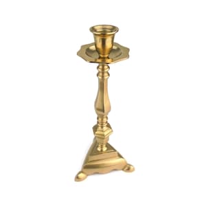 Antique Candle Holder, Brass Gothic Candlestick Holder, Vintage Brass Candlestick, Standing Candle Holder, Single Candle Light