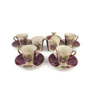 Vintage Ceramic Coffee Set, Bavarian Coffee Set, German Ceramic Tea Coffee Set of 4, Ceramic Coffee Serving Set Germany