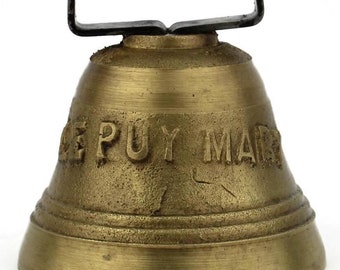 Vintage French Cow Bell, Antique Brass Bell, Cast Brass Bell, Antique Cow Bell, Brass Bell Made In France, Le Puy - Mary Brass Bell