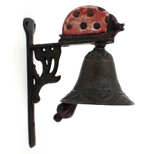 Vintage Small Iron Door Bell, Ladybug Ornament Wall Bell, Front Door Ringer, Front Porch Decor, Manual Bell, Rustic Cottage Decor France