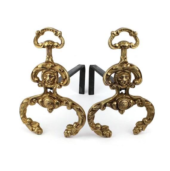 ANCIENNE PAIRE DE chenets de cheminée fer forgé , landiers EUR 25,00