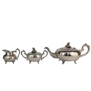 Silver Plated Coffee Set, Saracen Plate Sheffield Reproduction Australia, Art Nouveau Ornate Tea Serving Set, Antique Silver Plate Tea Set,