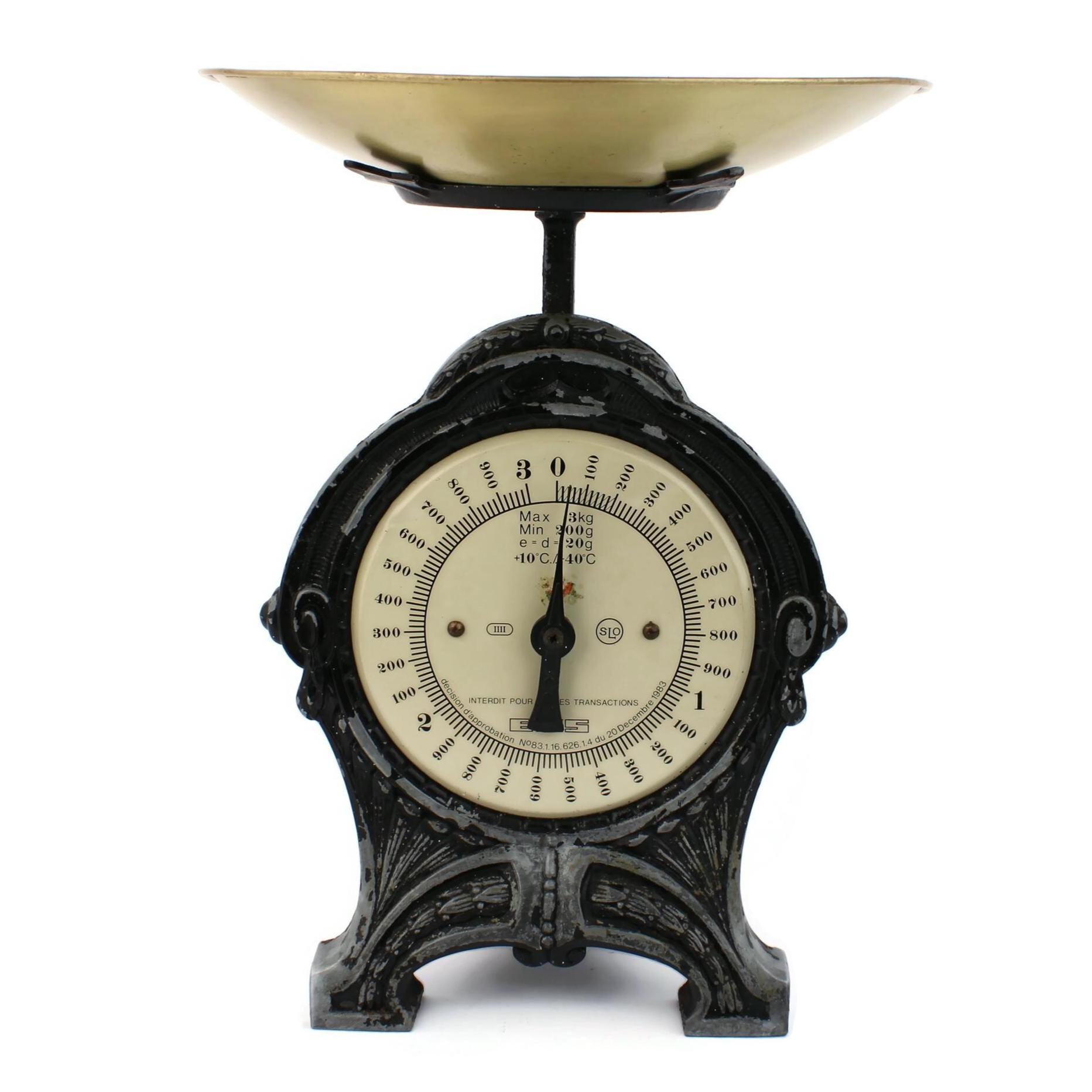 Vintage EKS Kitchen Scale, Black Metal Weighing Scale, 1980s