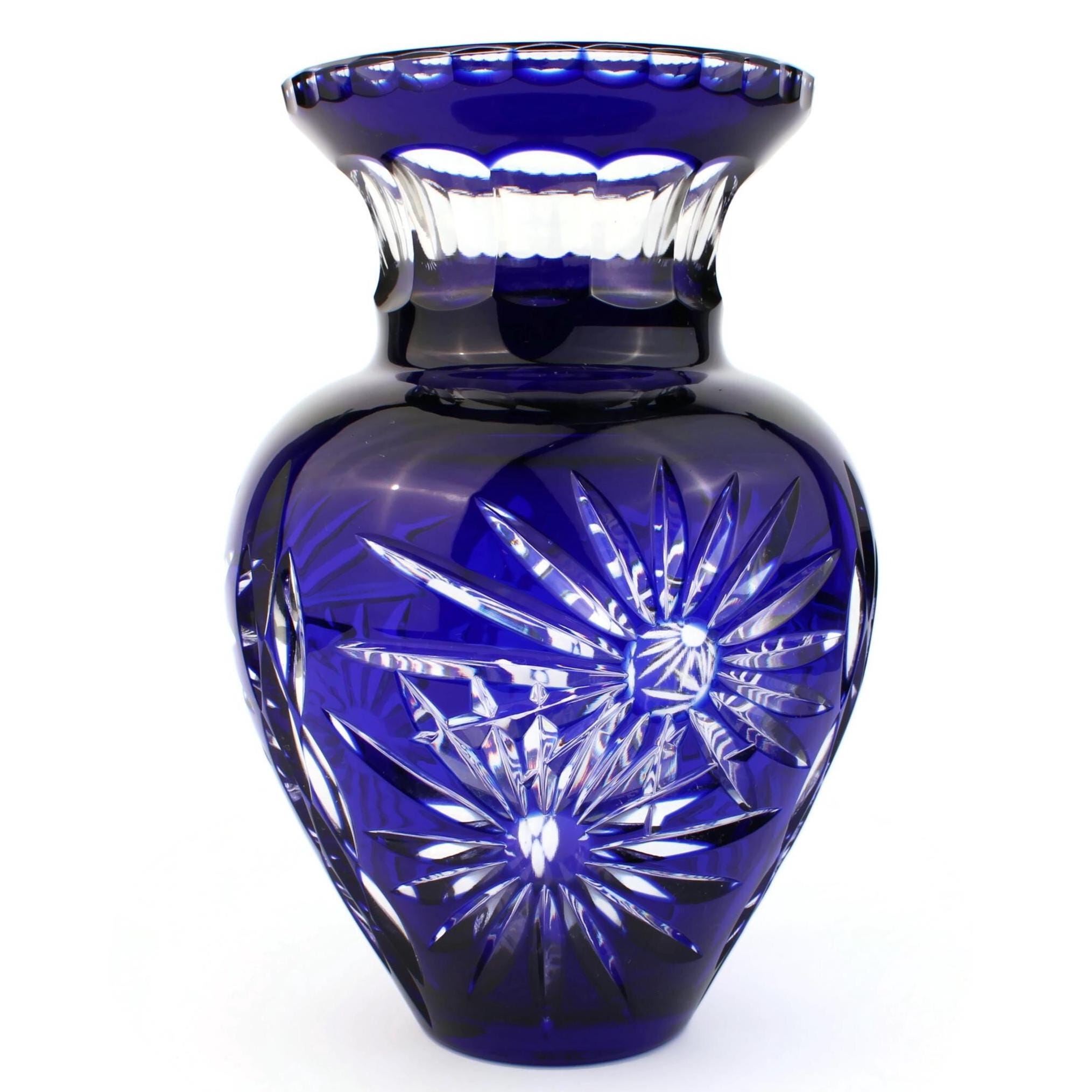 k537 美しく澄んだコバルトブルー ガラス製バスケット グリーン チェコガラス Cobalt crystal vase - Etsy 日本