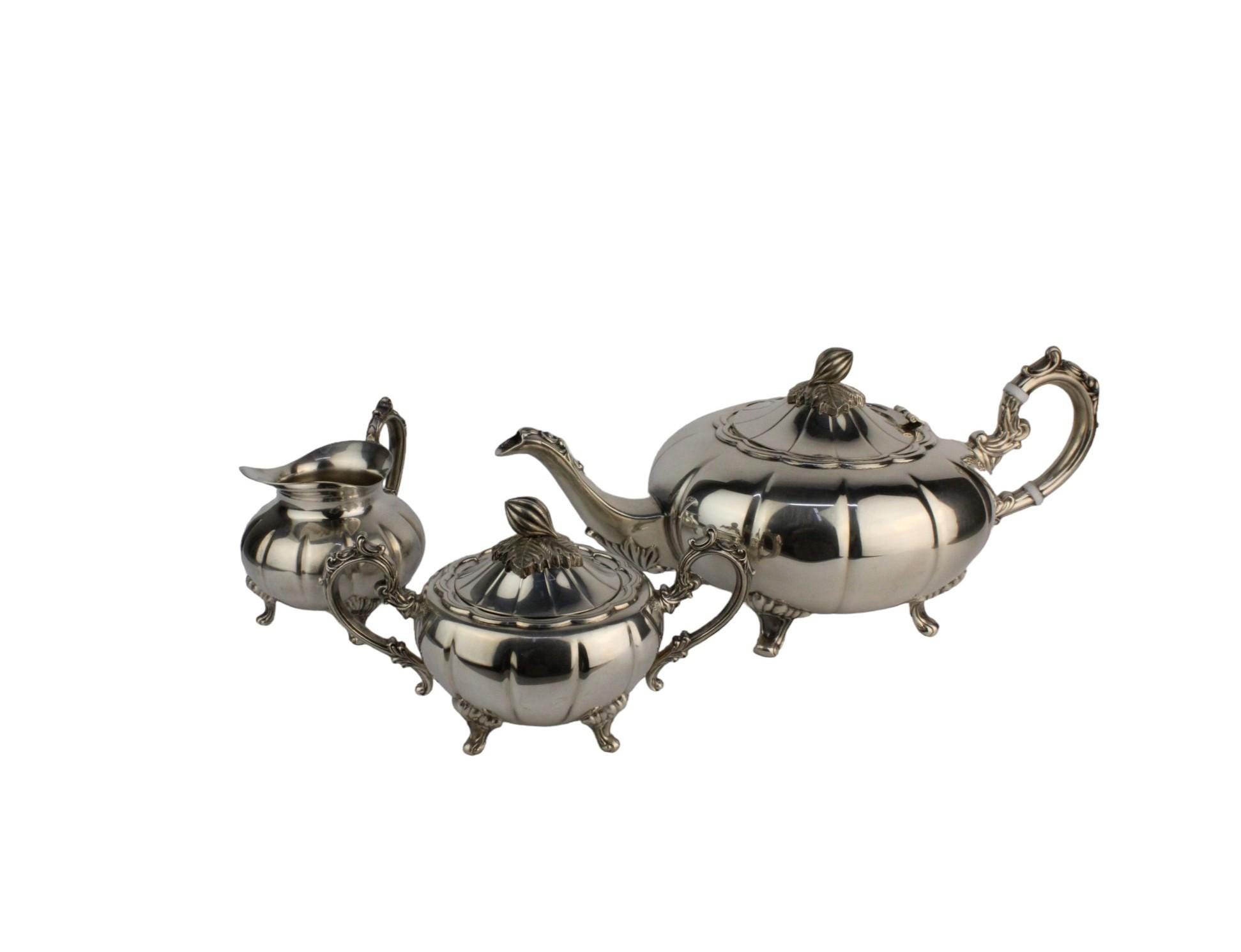 銀メッキのコーヒーセット、サラセンプレート（シェフィールド製