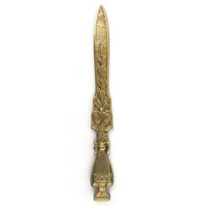 Antique French Brass Letter Opener, Ornate Desk Accessory With Floral Handle, Decorative Brass Desk Accessory, European Mid-Century Gift