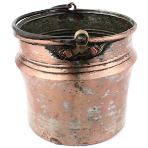 French Fireplace Cauldron, Antique Copper Planter Pot, Medium 7L Copper Caldron, Copper Plant Stand, Vintage Fire Pit Decor