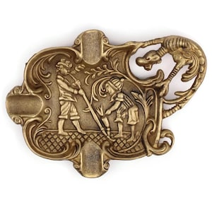 Posacenere vintage in ottone massiccio, posacenere antico in rilievo, posacenere per sigari Tobacciana con drago, posacenere belga in ottone fuso a 3 scomparti