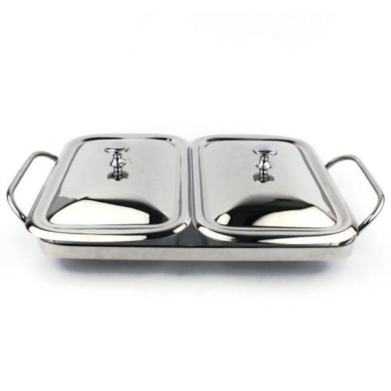 Vintage Marinex Dual Dish Server, Glass Baking Trays With