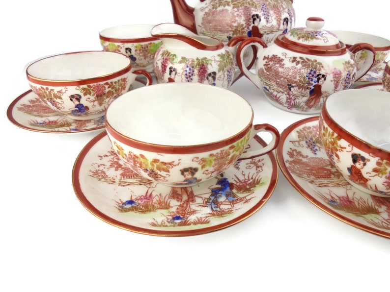 Japanese Tea Set Texture Japanese Porcelain Tea Set, Japanese Coffee Set, Hand Painted Japanese ...