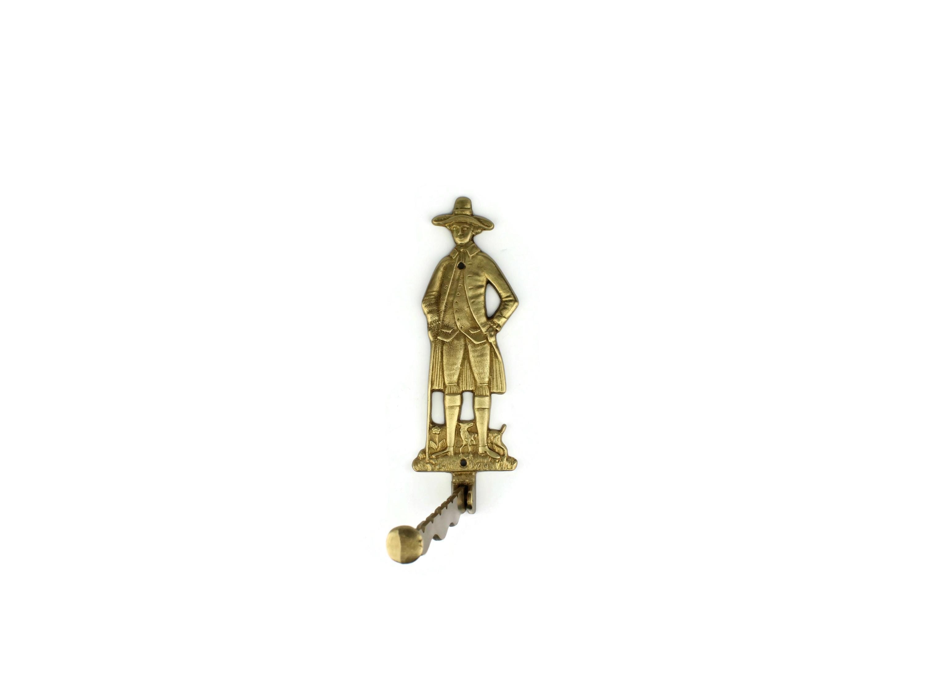 Brass Valet Hook, Vintage Wall Mounted Hanger Stand, Retractable
