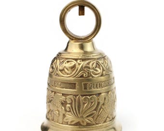 動物デザインの真鍮製 聖堂鐘 浄化 時代物 動物デザインの真鍮製聖堂鐘、ゴスペルベル、「S. Marcvs、S. Lvcas、S