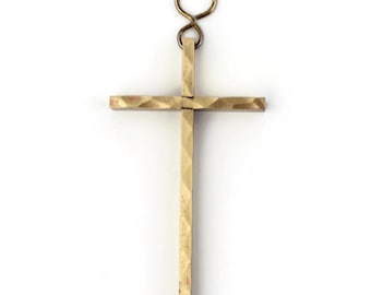 German Religious Cross, Vintage Cross Pendant, German Wall Hanging Church Decor, Religious Wall Decor, Brass Cross Germany, Small Altar Gift