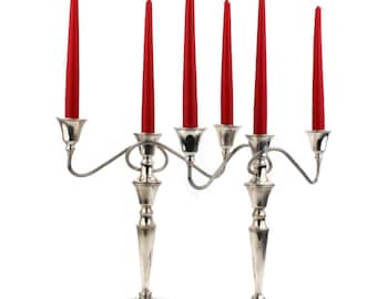 ドイツシルバーのキャンドルスタンド：アンティークスタイルの3アーム