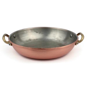 Vintage French Copper Pan With Brass Handles, Small Copper Saucepan, Tin-Lined Copper Sauté Pan, Cookware France, Copper & Brass Cooking Pan