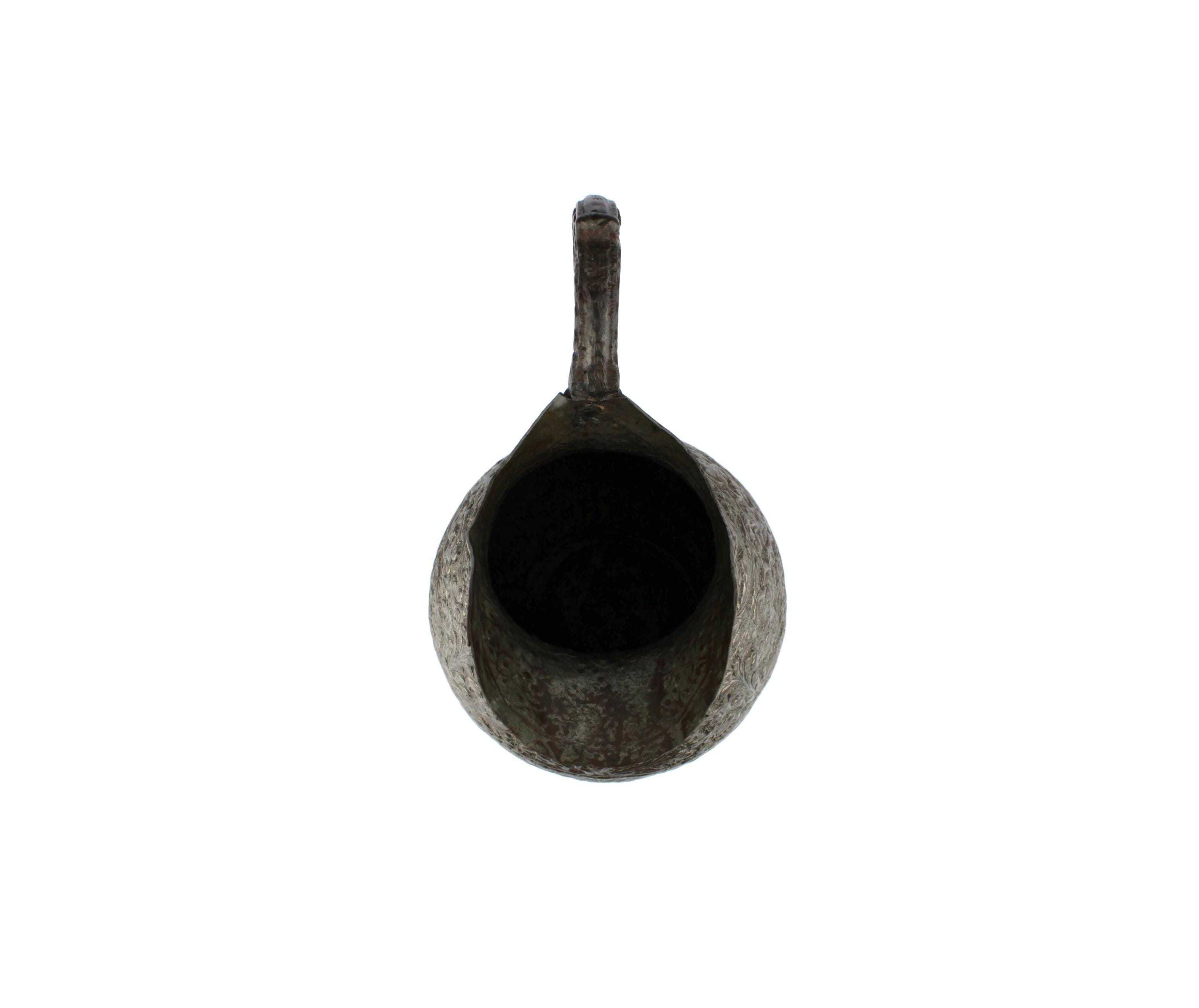 19世紀の銅製ピッチャー、アンティークのアラビア風装飾が施された錫製