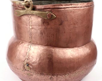 アンティーク銅鍋（蓋とハンドル付き）、1920年代のスカンジナビア風