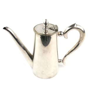 ヴィンテージシルバーメッキコーヒーポット、ベルギー製オルフェヴリー・オート・ブリュッセル、蓋付きエレガントティーポット、ミッドセンチュリーサービングピース、クラシックテーブルウェア