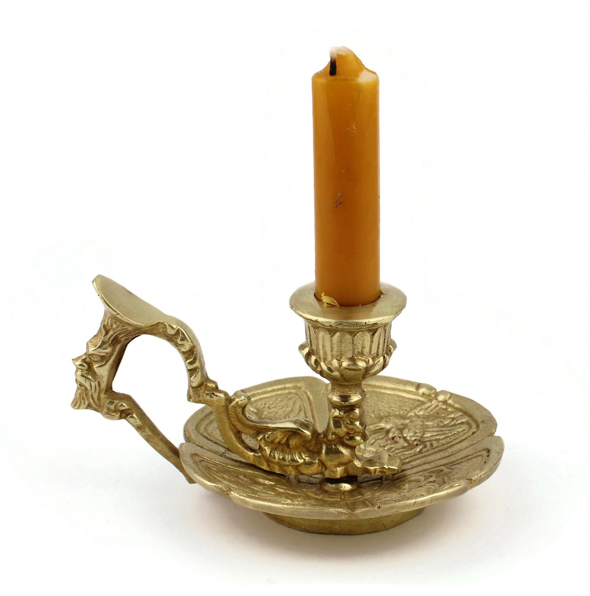 Antique Brass Candle Holder, Solid Brass Candle Holder, Vintage Cast Brass Candlestick, Portable Table Candle Holder, Ornate Candle Light