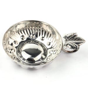 Vintage Sommelier Tastevin, Silver Tone Wine Tasting Cup, French Wine Lover Gift, Shallow Cup With Thumb Ring, 1980s Bar Decor Gift Idea