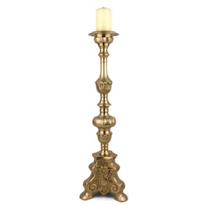 Antique Tall Candle Holder, Brass Gothic Candlestick Holder, Vintage Brass Candlestick, Large Standing Candle Holder, Single Candle Light