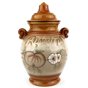 Vintage German Rumtopf Jar, West Germany Pottery, Lidded Stoneware Crock, 5 Liter Storage Jar, Rustic Kitchen Decor