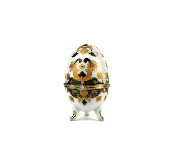 Vintage Egg Jewellery Box Vintage Jewelry Box Gilded Blue Egg Box