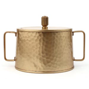 Vintage Brass Sugar Bowl, Bavaria Oval Hammered Sugar Pot, Dual Handles With Lid, Midcentury German Kitchen Decor, Made In Germany
