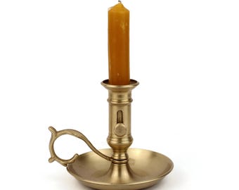Vintage Brass Candle Holder With Handle, Table Candle Stand, Antique Candlestick, Portable Table Candle Holder, Candle Light