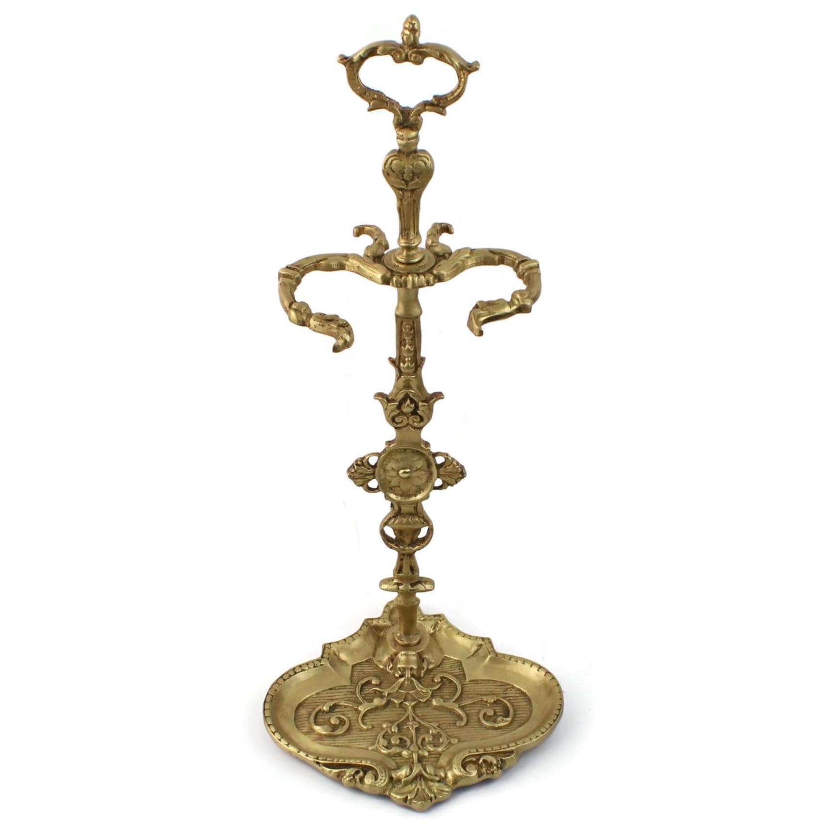 ヴィンテージ真鍮製傘立て、ビクトリア朝モチーフの杖立て、華やかな