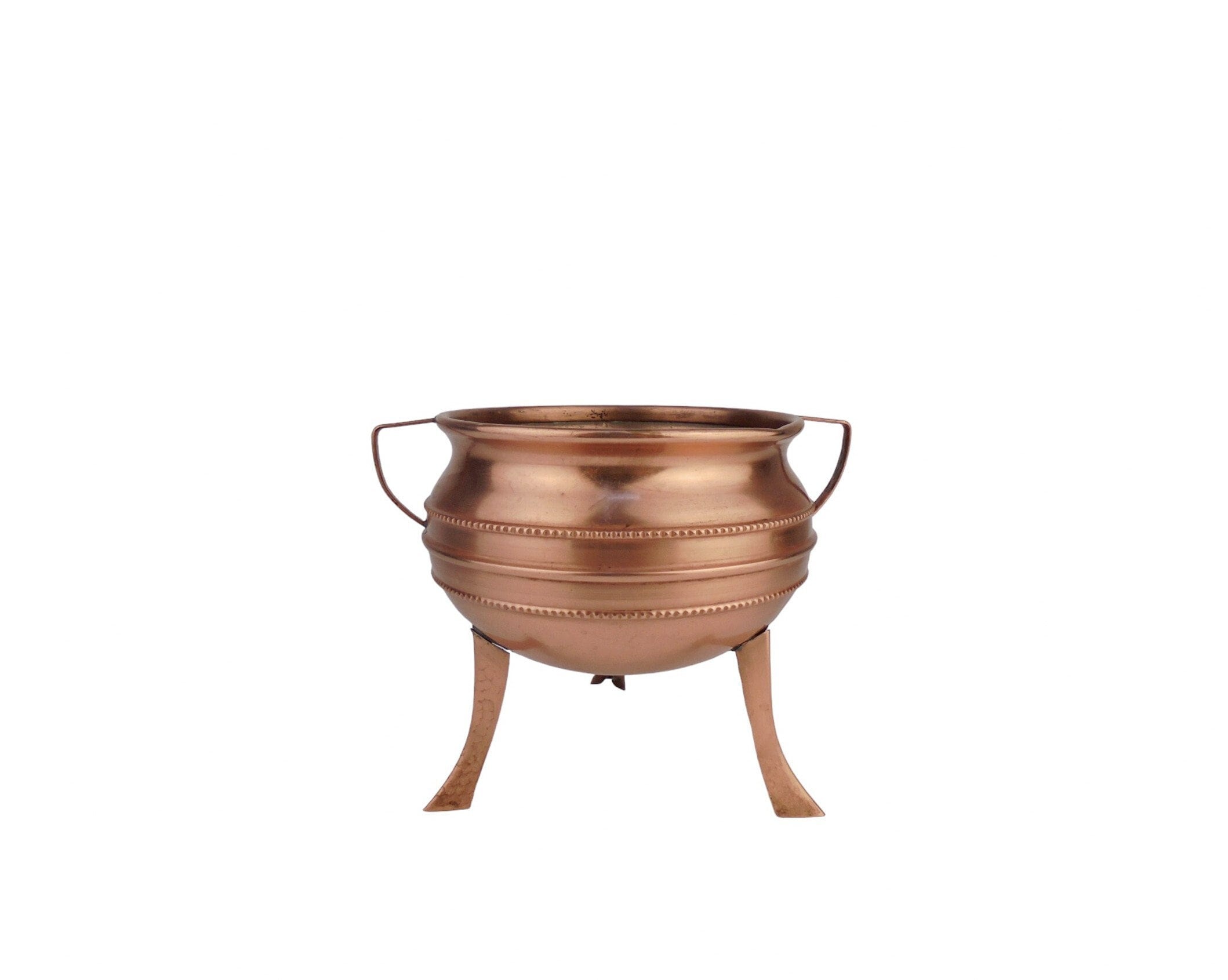 ヴィンテージ銅製プランター（ハンドル付き）、銅製植木鉢