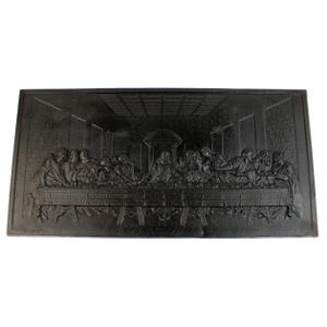 The Last Supper Cast Iron Fireback, Fireplace Fire Back Plate Religious Scene, Hearth Wall Insert, Fireplace Wall Frieze, Fireplace Decor