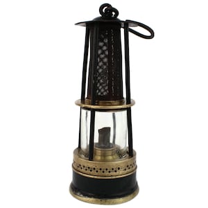Antique Belgian Miner Lamp, Achille André Safety Lantern, Brass Glass Iron Lamp, Coal Mining Memorabilia, Industrial Light, Made in Belgium