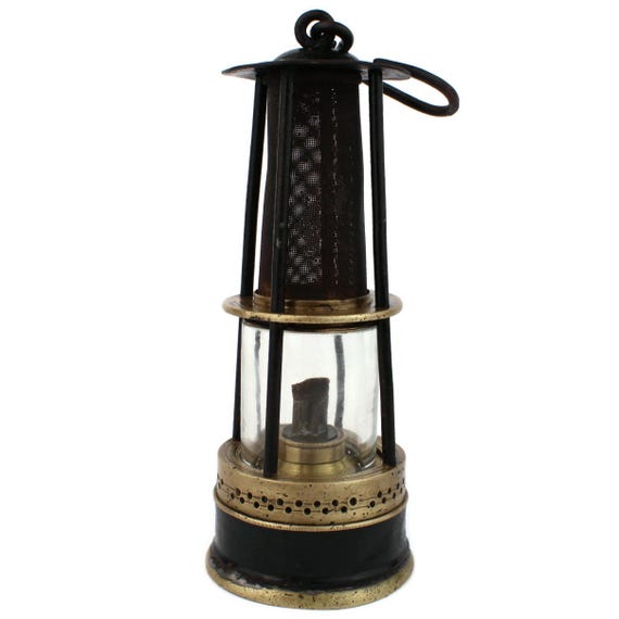 Lampe à Pétrole / Lanterne Murale Mineure En Laiton - Reproduction Australienne