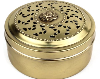 Brass Jewelry Box, Vintage Jewellery Storage Box With Rose Ornament, Brass Trinket, Dressing Table Decor, Small Gift Idea, Decorative Box