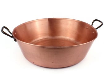 Jam Preserve Pot With Metal Handles, Pure Copper Preserve Pot, Vintage Cookware, French Cooking Pot, Medium 8 Liter Jelly Pan, Copper Decor