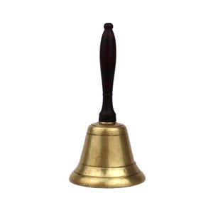 Vintage Brass Hand Bell, Brass Bell With Wooden Handle, Brass Table Bell, 5.5 Inch Bell, Brass Dinner Bell, Dining Hand Bell, Home Decor
