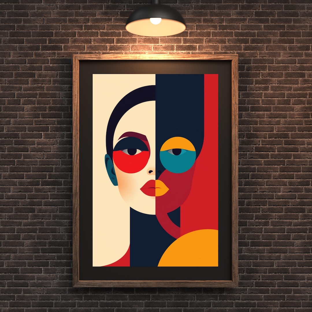 Abstract Colorful Portrait Art Print – Modern Minimalist Wall Art ...