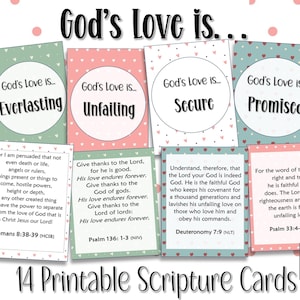 Gottes Liebe ist ... Druckbare Valentinstagskarten für Banner - Countdown bis Valentinstag - Familienandenbibelstudie